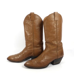 Cowboy Boots Vintage 1980s Laramie Leather Carmel Brown Boots Men's size image 3