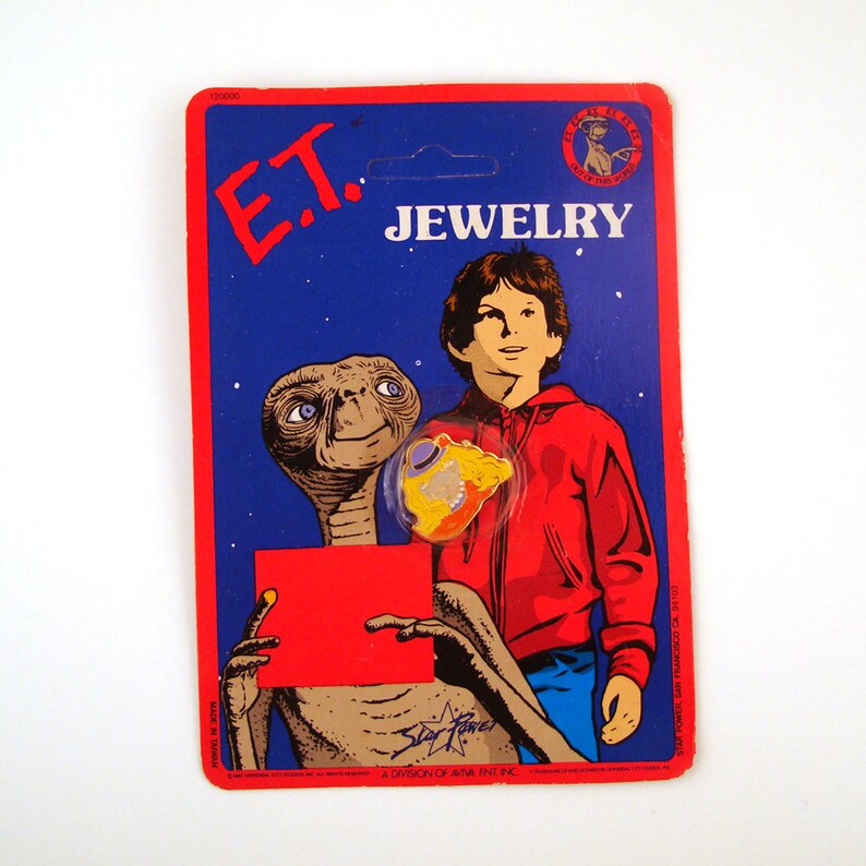 ET enamel pin Vintage 1980s E.T Pinback Metal