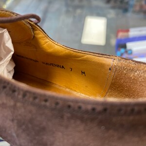 Suede Oxford Shoes Leather Vintage 1990s Men's Mezlan Brown Suede size 7 M image 9