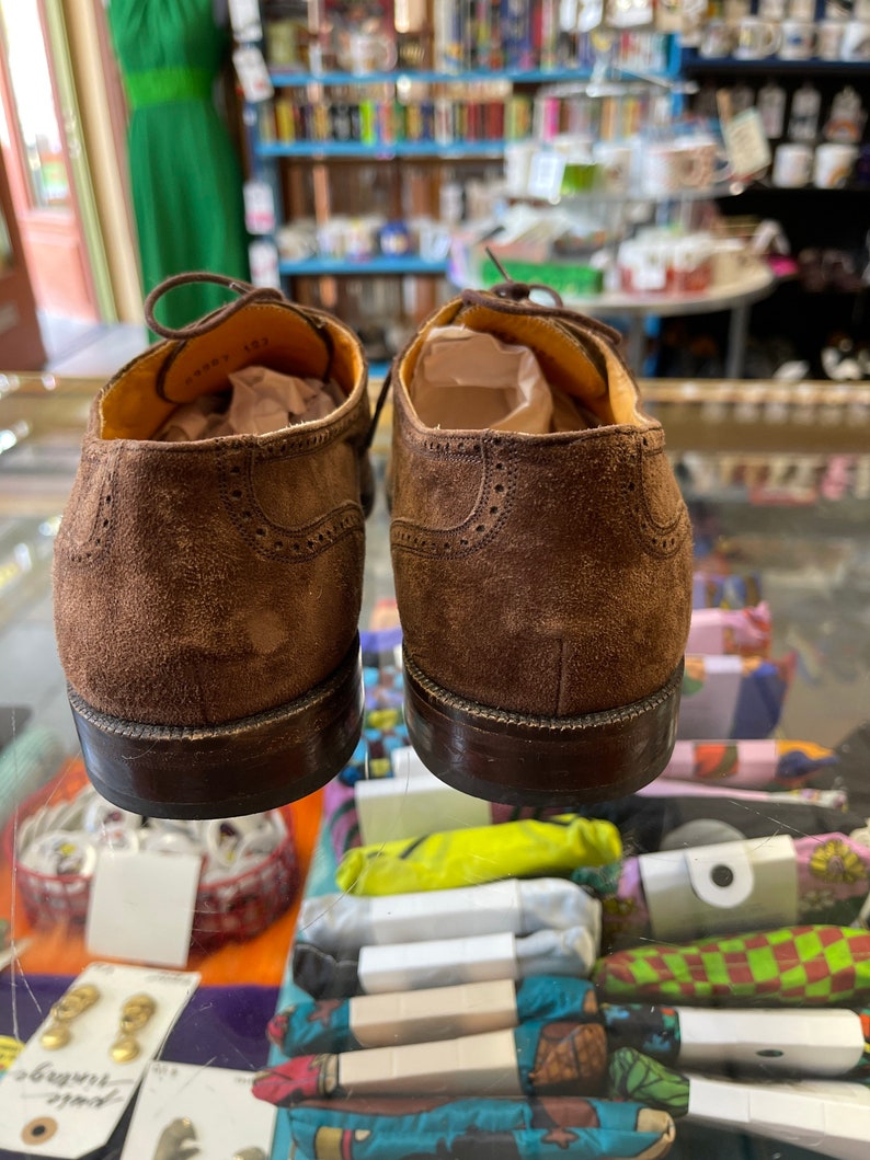 Suede Oxford Shoes Leather Vintage 1990s Men's Mezlan Brown Suede size 7 M image 3