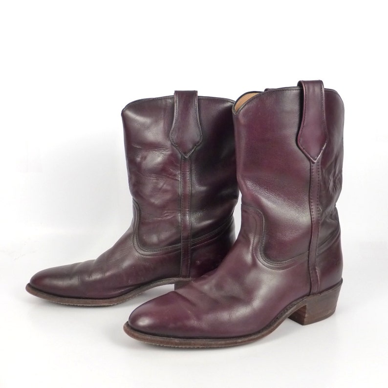 Frye Cowboy Boots Vintage 1980s Western Burgundy Mens Size 9 Etsy