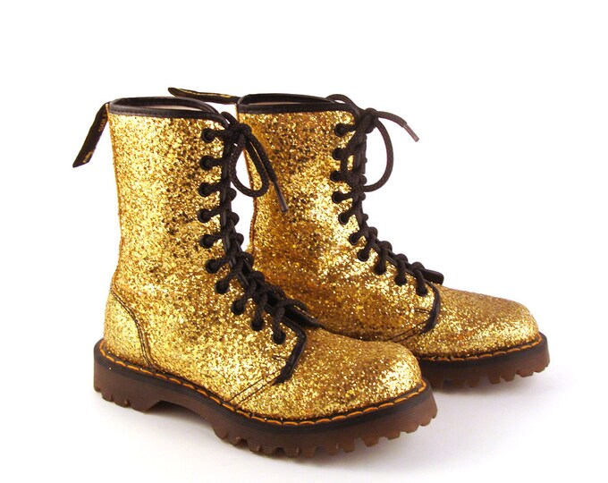 Glitter Doc Martens Boots Vintage 1990 Gold Dr UK Size 3 Etsy