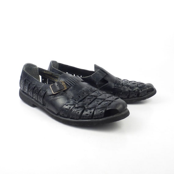 Black Huarache Sandals Vintage 1980s Stacy Adams Woven Leather | Etsy