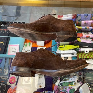 Suede Oxford Shoes Leather Vintage 1990s Men's Mezlan Brown Suede size 7 M image 8