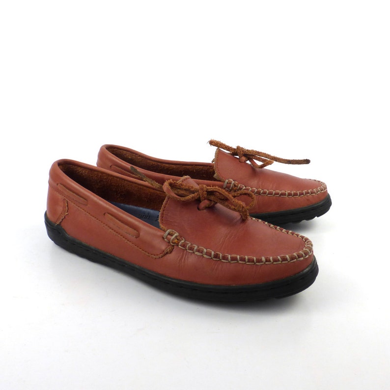 Keds Shoes Loafers Vintage 1980s Moccasins Brown Leatther Women/'s size 7 12