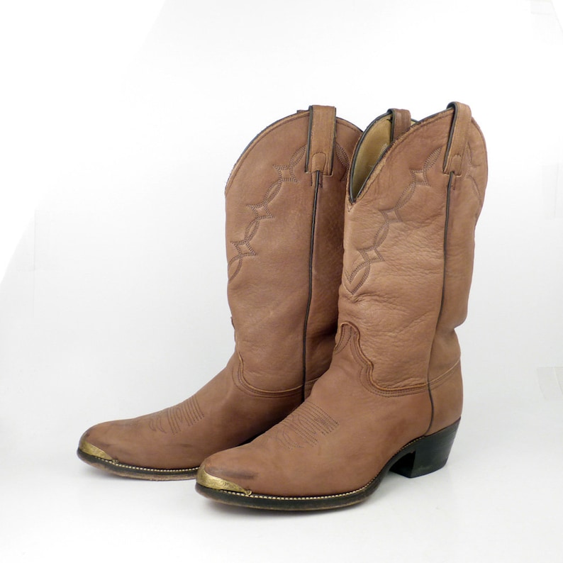 Abilene Cowboy Boots Vintage 1980s Abilene Leather Brown Boots Men/'s size 10 Boots