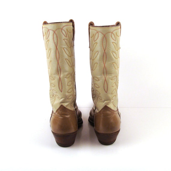Vintage 1950s Acme Two Tone Tan Leather Cowboy Boot Men's 7