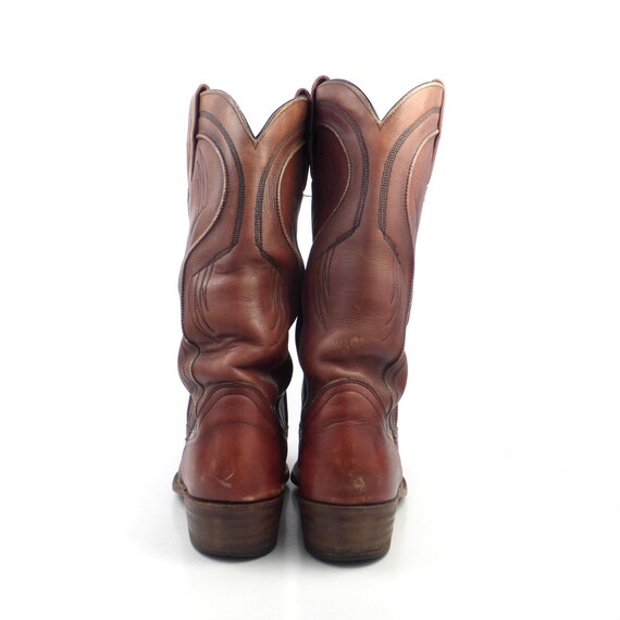 Frye Cowboy Boots Vintage 1980s Rust Brown Leathe… - image 4