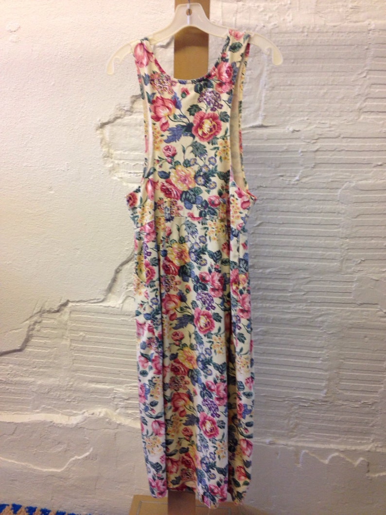 Floral Denim Dress Vintage 1990s Maxi Dress Cherokee Jumper Jean
