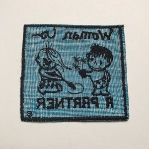 Seventies Embroidered Patch Vintage 1970s 70s Woman is a Partner Emblem image 2