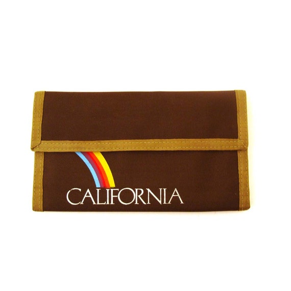 Rainbow Velcro Wallet Vintage 1980s 80s Long Checkboo Gem