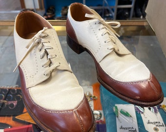 Spectator oxfords Shoes Leather Vintage 1930s 1940s Nettlehorn Dress shoe Men's size 8 AA