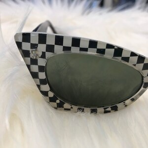 Checkerboard Sunglasses Vintage 1990s Nineties checkered Sunglasses Cat eye sunglasses image 10