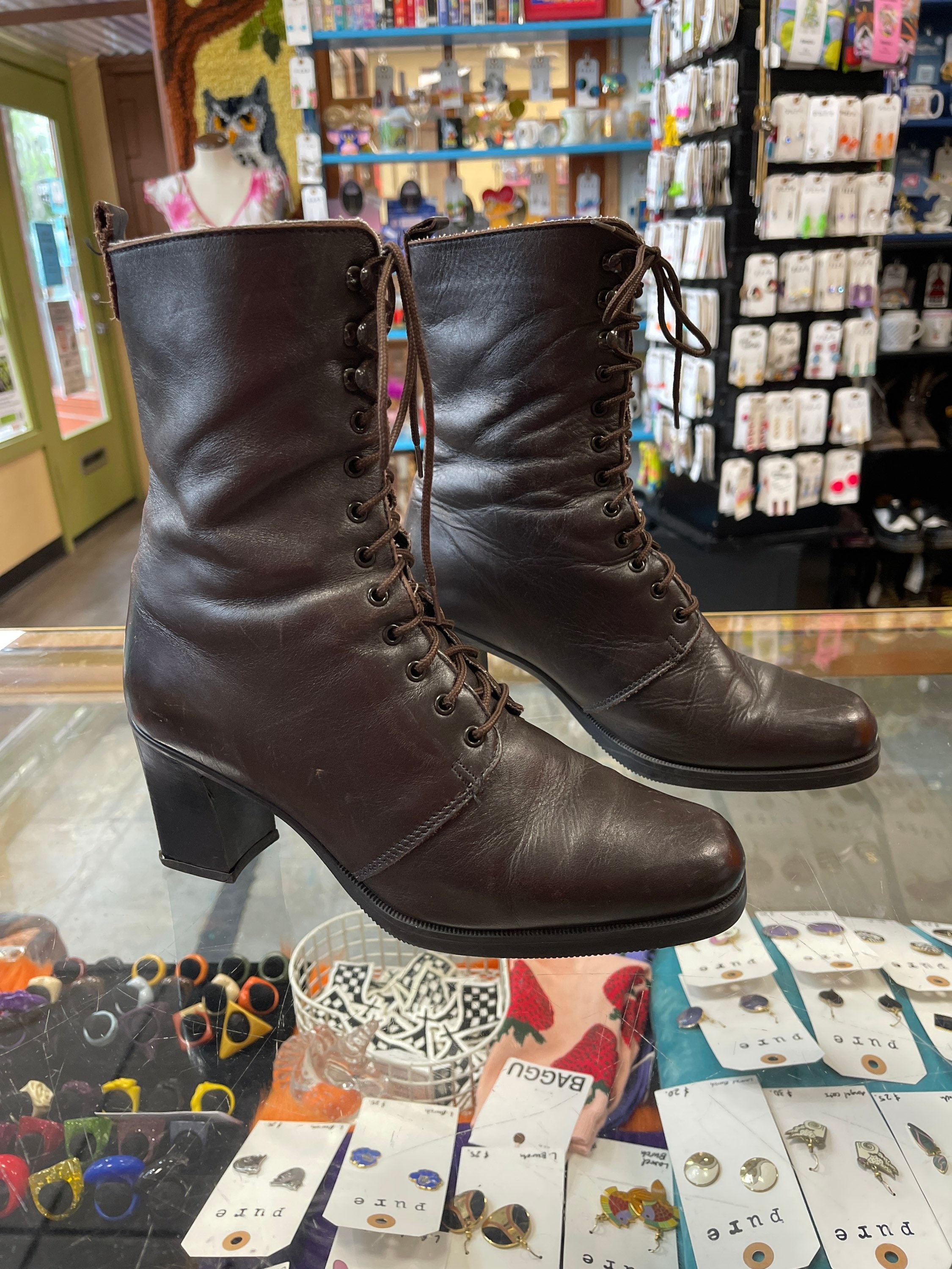 Brown granny boots sales