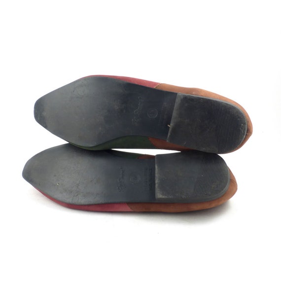 Leather Flats Shoes Vintage 1980s Multicolor LJ Simone Size