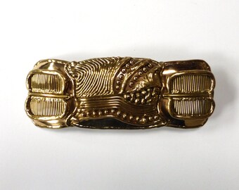 Abstract Belt Buckle Vintage 1970s Brass Metal Hippie Brutalist