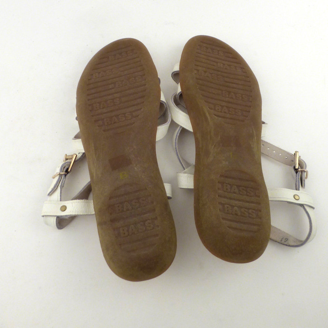 Bass Sunjuns Sandals Vintage 1980s White leather Women's | Etsy