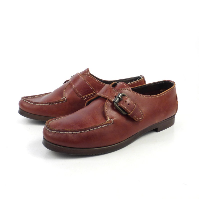 Dexter Oxford shoes Vintage 1980s Brown Leather Boat Etsy