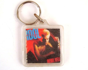 Keychain Vintage 1983 Billy Idol Rebel Yell Plastic Key Chain