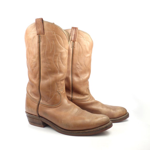 Cowboy Boots Vintage 1970s Tony Lama Leather Black