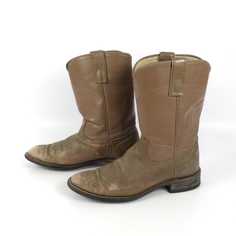 Taupe Cowboy Boots Vintage 1980s Roper Distressed Men's - Etsy