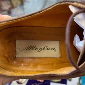 Suede Oxford Shoes Leather Vintage 1990s Men's Mezlan Brown Suede size 7 M image 10