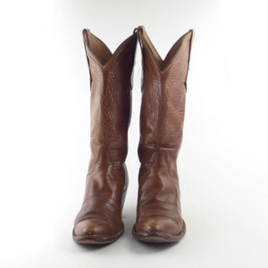 Brown Cowboy Boots Vintage 1970s Tony Lama Black Label Leather Boots Men's size 6 C Women's image 2
