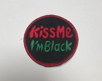 Vintage Patch Kiss me I'm Black Embroidered Vintage Clothing Patch Jacket Patch Vest Patch