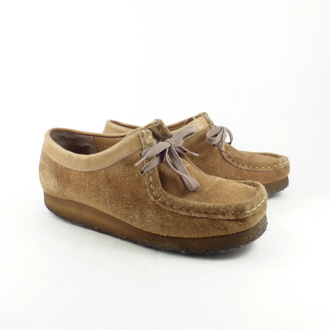 Clarks Wallabee Shoes Oxford Wedges Vintage 1990s Lace Up Clarks Wallabee Shoes Oxford Wedges Vintage 1990s Lace Up
