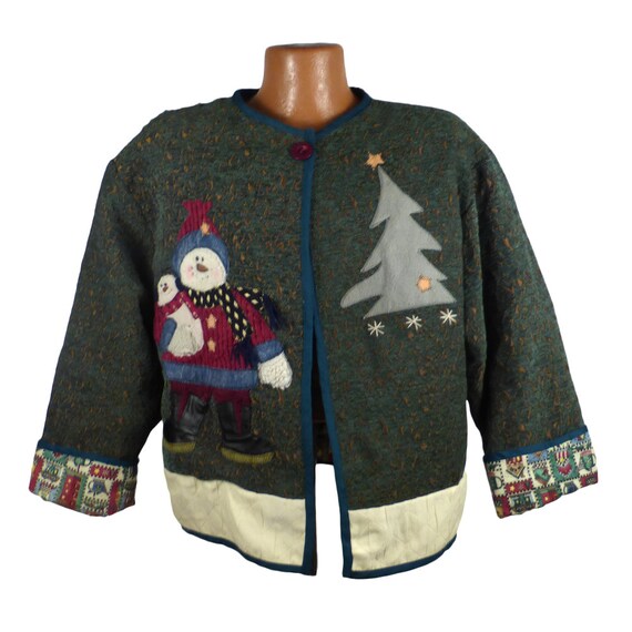 Ugly Christmas Sweater Vintage Cardigansnowman Jacket Holiday | Etsy