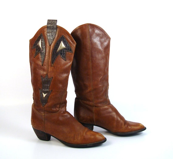 Brown Leather Boots Vintage 1980s women's size 37