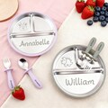 Personalized Stainless Steel Plate with Name,Custom Fork & Spoon Set,Custom Divided Plate Toddler Set,Weaning Set for Baby,Baby Shower Gift