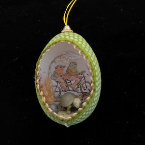 Frog and Toad Bicycle Real Egg Ornament