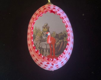 Alice in Wonderland/flamingo Real egg Ornament