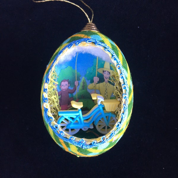 Curious George Real Egg Ornament Bike