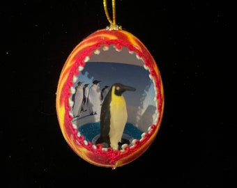 Penguin/Polar Bear Global Warming Real Egg Ornament