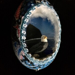 Real Egg Ornament Haystack Rock w/ Eagle/Lobster/owl/turtle/crab image 3