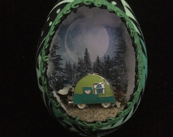 Real Egg Ornament Full Moon Camping