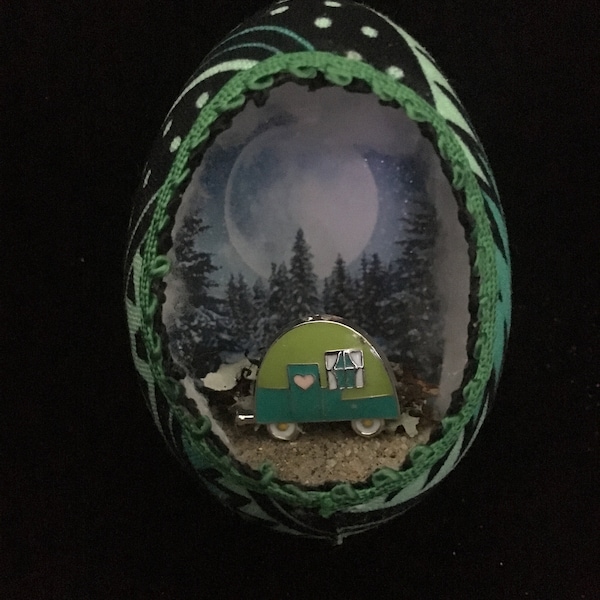 Real Egg Ornament Full Moon Camping