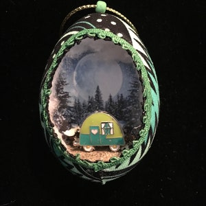 Real Egg Ornament Full Moon Camping