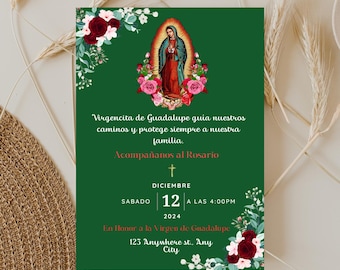 Virgen de Guadalupe Invitation, Printable Canva Template (Digital Invitation).