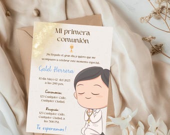 Boy First Communion Invitation, Printable Template (Digital Invitation).