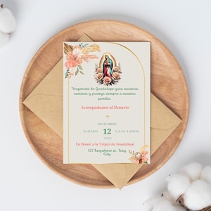 Invitación Virgen de Guadalupe, Invitación Imprimible, Invitación Digital
