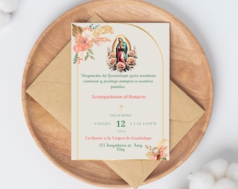 Virgen de Guadalupe Invitation, Printable Digital Invitation.