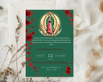 Virgen de Guadalupe Invitation, Printable Invitation, Digital Invitation, Rosario Invitation