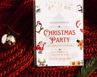 Printable Christmas Party Invitation (Digital Invitation).