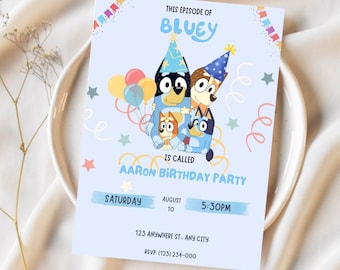 Bluey Birthday Party Invitation, Printable, Customizable (Digital Invitation)