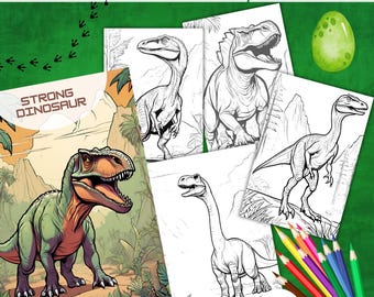 Dinosaur coloring pages and colored pages | for kids toddlers preschoolers kindergarten homeschool | instant download | print at home