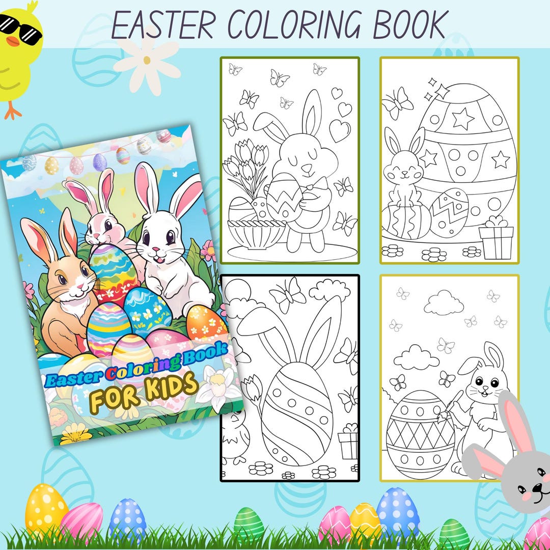 Easter Coloring Book, Printable Coloring Pages, Kids Coloring Book ...