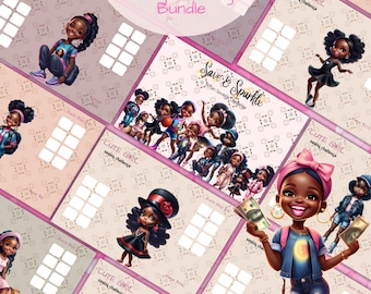 Low Income Kiddies Savings Challenge Printable Bundle, A6 Mini Girl Saving Envelopes Challenges, Money Tracker, Cash Budget Binder